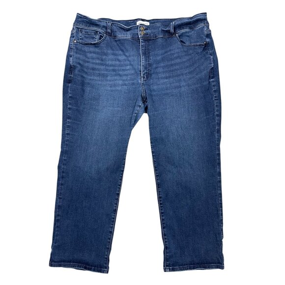 Lane Bryant High Rise Slim Straight Jeans 24S Tighter Tummy Dark Wash Denim - Picture 1 of 7